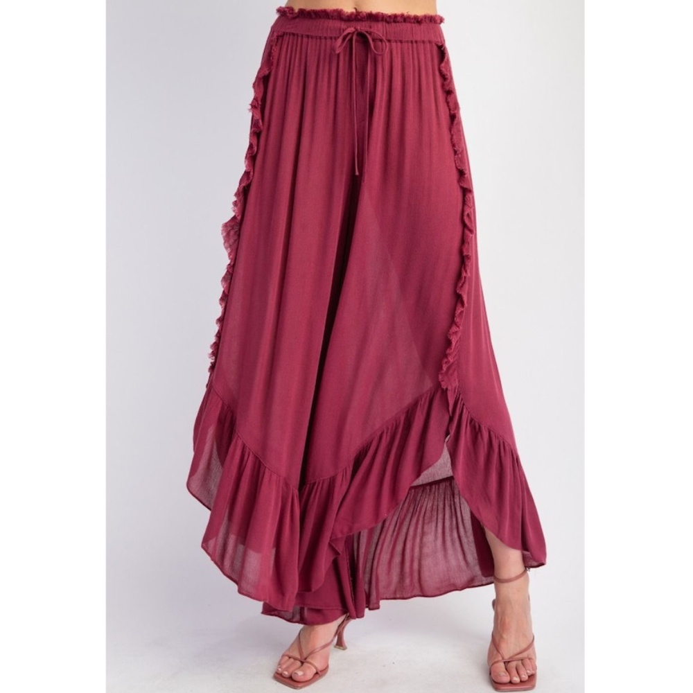 NWT- Easel Burgundy Wide Leg Pants
